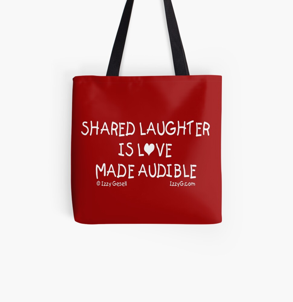Red Share Laughter Tote Bar with black handle